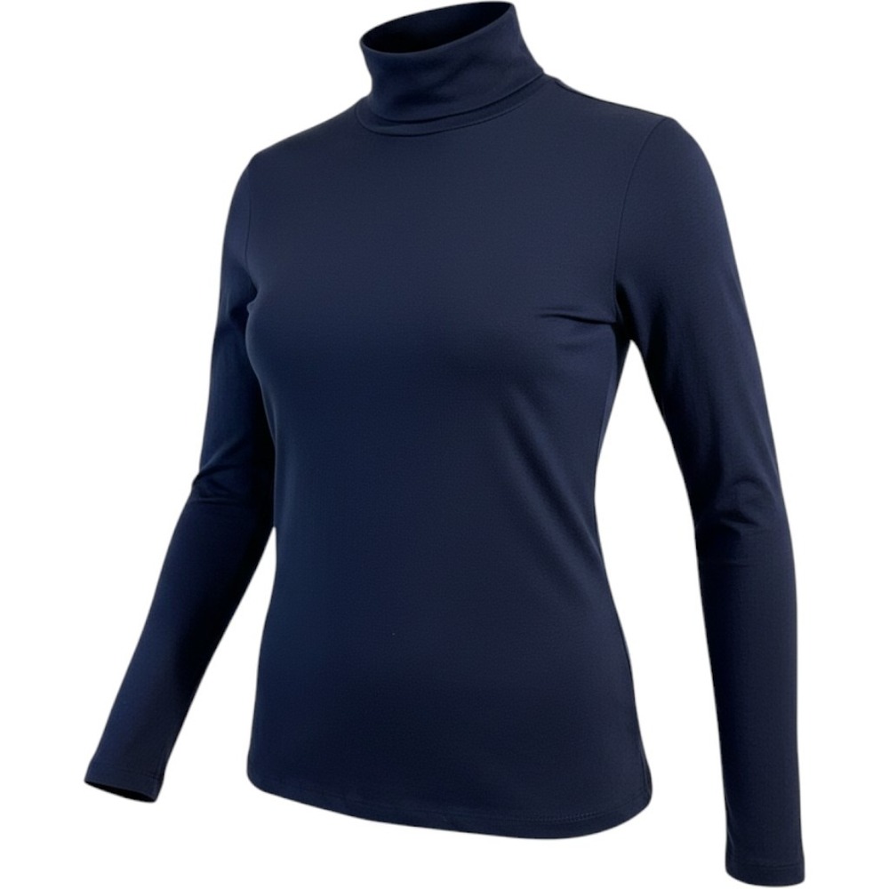 Weekend Max Mara Jersey Turtleneck Top Navy Butterfly Logo Long Sleeve